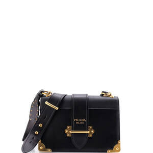 Prada Large Cahier Crossbody Bag Leather and Saffiano Leather